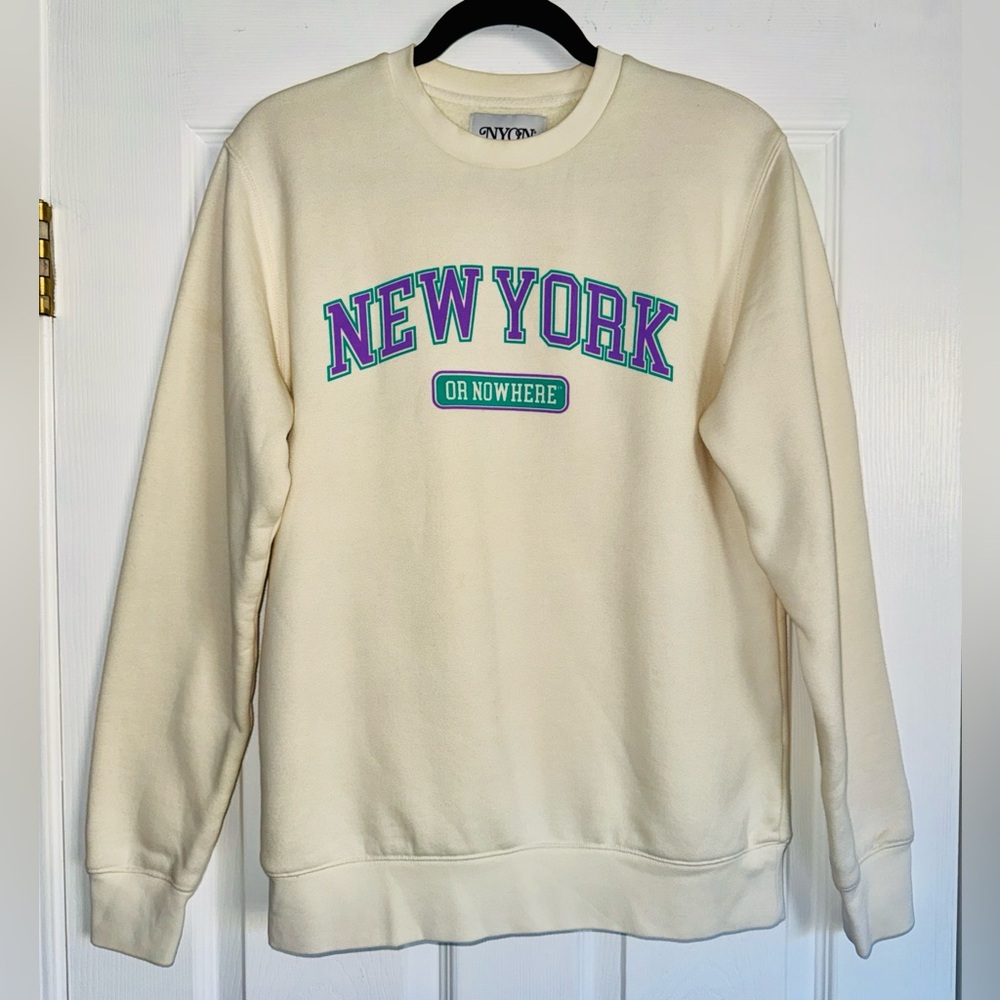 NYON NEW YORK OR NOWHERE Motto Graphic Crewneck Legacy Shirt Sweater S/ M Unisex